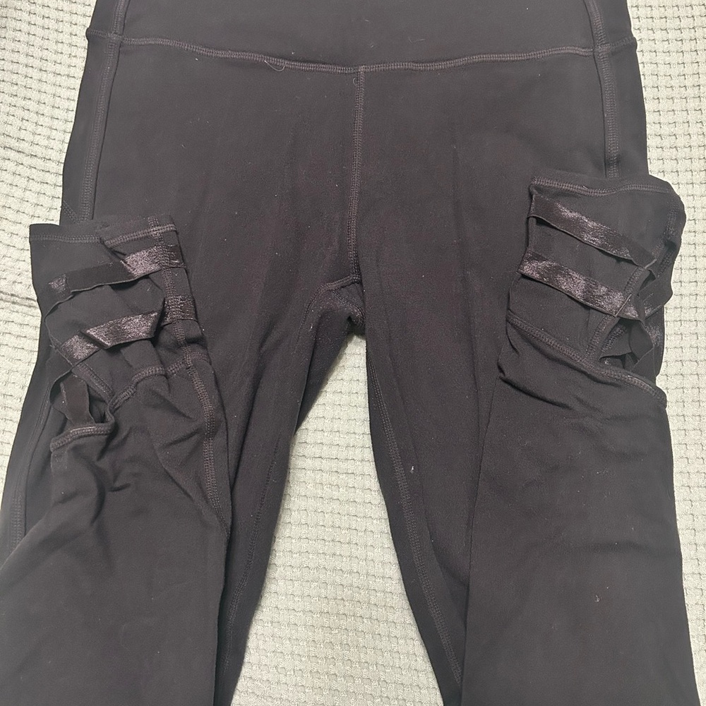 Athleta Black Leggings with Side Detail